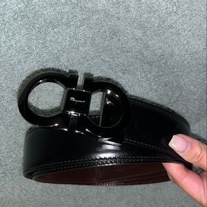 Salvatore Ferragamo Black Leather Belt